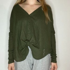 Out from under size small army green waffle knit long sleeve